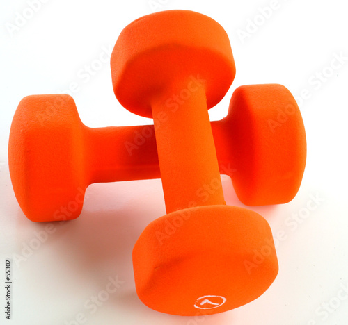 crossed orange dumbells