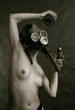 woman in gas mask