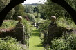 english garden view from gazebo