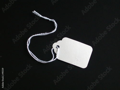 white tag on a black background