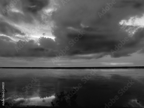 clouds reflections in black and white