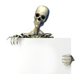 skeleton with blank sign edge