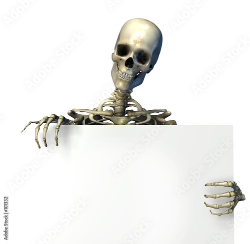 skeleton with blank sign edge