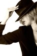 lady with black hat in sepia