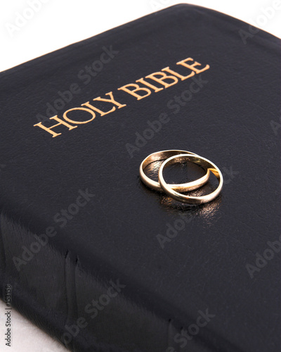 bible wedding rings on top