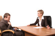 Images : senior woman junior man business talk - reprimand