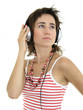 beautiful woman enjoying music