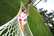 asian woman relax at beach