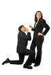 business begging man to woman