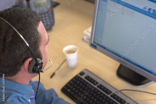 male executive on head set