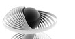 black sphere in silver shell