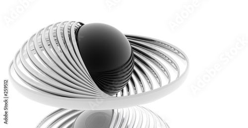 black sphere in silver shell