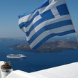 greek flag and the sea