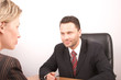 white business man and woman talking
