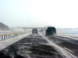 winter highway during snow storm