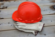 hard hat and work gloves hard hat and work gloves