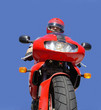 man on a red bike