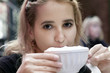 girl drinking coffee