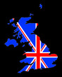 Illustration: carte de l' uk sur fond noir carte de l' uk sur fond noir