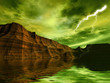 canvas print picture lightning in green sky