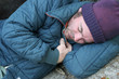 homeless man - sleeping closeup