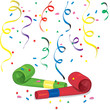 party blowers and confetti