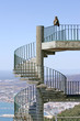 barbary ape or monkey sitting on spiral steps on gibraltar barbary ape or monkey sitting on spiral steps on gibraltar