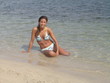frau mit bikini am strand, mallorca