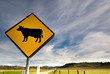 country fields and cow sign