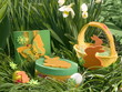 easter basket in daffodils