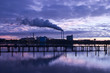 chimney and smoke at the blue hour