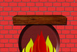 fire place with shelf and fire