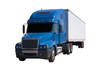 blue semi with trailer