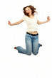 young beauty girl is jumping