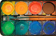 box of watercolors (top view)