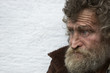 homeless person with empty space for text