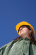 woman with yellow helmet woman with yellow helmet