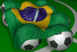 3d-rendering brazil flag and soccer-balls 3d-rendering brazil flag and soccer-balls