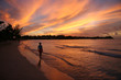 fiery sunset over the water in jamaica