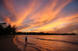 fiery sunset over the water in jamaica