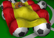 3d-rendering spain flag and soccer-balls 3d-rendering spain flag and soccer-balls