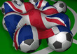 3d-rendering united kingdom flag and soccer-balls 3d-rendering united kingdom flag and soccer-balls