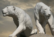lioness statue with golden sky