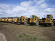 heavy construction equipment at excavation site