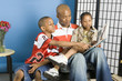 family reading a story