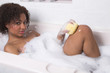 beautiful woman enjoying a bubble bath