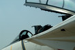 f-16 fighter jet - open canopy, closeup of cockpit