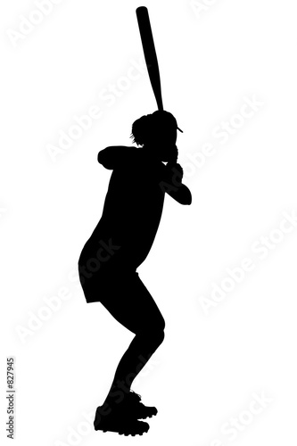 silhouette with clipping path of female softball p