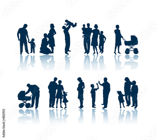 Silhouette of a Family Holding