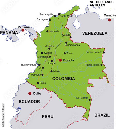 map of colombia. map colombia landkarte